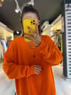 Turuncu Rengi Ravi Oversize Basic Sweat