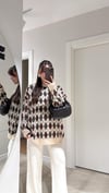 Vanilya Bordo Baklava Desen Oversize Kazak