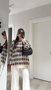 Vanilya Bordo Baklava Desen Oversize Kazak