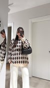 Vanilya Bordo Baklava Desen Oversize Kazak