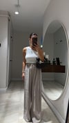 Siyah Bel Lastikli Tensel Bol Paça Pantolon