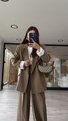 Vizon Çizgili Astarlı Blazer Ceket 