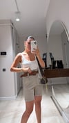 Vizon Kemerli Keten Şort