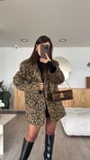 Vizon Leopar Desen Çift Cepli Ceket