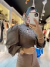 Vizon Rengi İncili Dik Yaka Triko