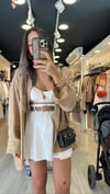 Vizon Tensel Kumaş Düşük Omuzlu Oversize Gömlek