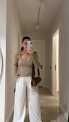 Vizon Yaka Detaylı Fitilli Marka Model Triko Bluz