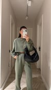 Yeşil Bisiklet Yaka Marka Model Crop Takım