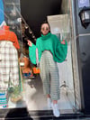 Yeşil Desenli Paça Lastikli Şalvar Pantolon