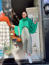 Yeşil Desenli Paça Lastikli Şalvar Pantolon