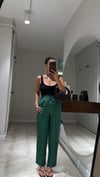 Yeşil Düz Paça Bel Lastikli Pantolon