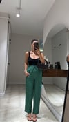 Yeşil Düz Paça Bel Lastikli Pantolon