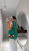 Yeşil Halter Yaka Astarlı Şifon Bluz