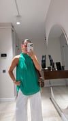 Yeşil Halter Yaka Astarlı Şifon Bluz