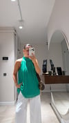 Yeşil Halter Yaka Astarlı Şifon Bluz