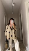 Yeşil Kahve Puantiyeli Düğmeli Oversize Gömlek