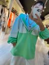 Yeşil Önü Fermuarlı Şardonlu Sweat