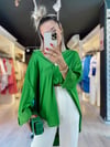 Yeşil Oversize Saten Gömlek 