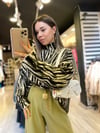 Yeşil Siyah Zebra Desenli Kazak 