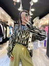 Yeşil Siyah Zebra Desenli Kazak 