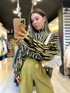 Yeşil Siyah Zebra Desenli Kazak 