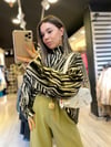 Yeşil Siyah Zebra Desenli Kazak 