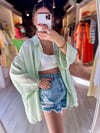 Yeşil Yanı Yırtmaçlı Oversize Gömlek