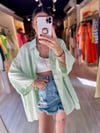 Yeşil Yanı Yırtmaçlı Oversize Gömlek