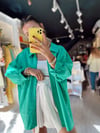 Yeşili Düşük Omuzlu Oversize Gömlek