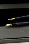 Steelpen World Serisi 2712 Siyah Lake Gold Dolma Kalem+Tükenmez Kalem Seti