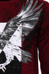 Bordo Taşlı Baskılı Sweatshirt