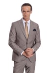 Desensiz İki Parça Slim Fit Soluk Kahverengi Erkek Takım Elbise