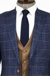 Ekose Ceketli Slim Fit Lacivert Erkek Takım Elbise