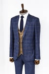 Ekose Ceketli Slim Fit Lacivert Erkek Takım Elbise