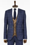 Ekose Ceketli Slim Fit Lacivert Erkek Takım Elbise