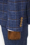 Ekose Ceketli Slim Fit Lacivert Erkek Takım Elbise