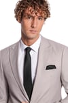 İki Parça Çizgili Slim Fit Gri Erkek Takım Elbise