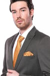 Kendinden Desenli Slim Fit Kahverengi Erkek Ceket