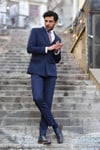 Kruvaze Slim Fit Lacivert Erkek Takım Elbise