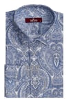 Mavi Floral Desenli Slim Fit Gömlek