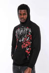 Siyah Kapşonlu Baskılı Sweatshirt