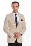 Slim Fit Sivri Yaka Bej Erkek Ceket