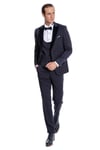 Velvet Yakalı Slim Fit Lacivert Erkek Damatlık