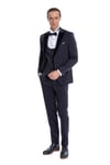 Velvet Yakalı Slim Fit Lacivert Erkek Damatlık