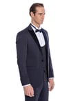 Velvet Yakalı Slim Fit Lacivert Erkek Damatlık