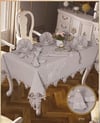 Almina Gardenye Linen Yemek Takımı Masa Seti 12 Kişilik 26 Parça Supla Runner Set Gri