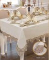 Angles Flora El İşi Yemek Takımı 17 Parça Masa Seti 8 Kişilik 165 × 265 cm Runner Set Krem-Gold