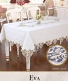 Coton Tek Masa Örtüsü Tablecloth 160x260 cm Dantelli Yemek Masası Örtüsü Eva Model Krem-Gold