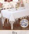Coton Tek Masa Örtüsü Tablecloth 160x450 cm Dantelli Yemek Masası Örtüsü Eva Model Krem-Gold