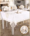 Elegant  Linen Yemek Takımı Masa Seti 12 Kişilik 26 Parça160 × 260 cm Runner Set Krem-Gold
